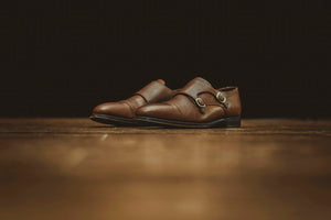 Brown leather slip-on shoe