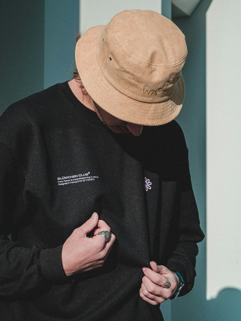 Black crewneck sweatshirt