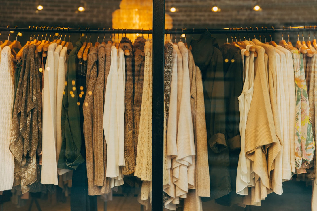 An organised rail of seasonal clothing