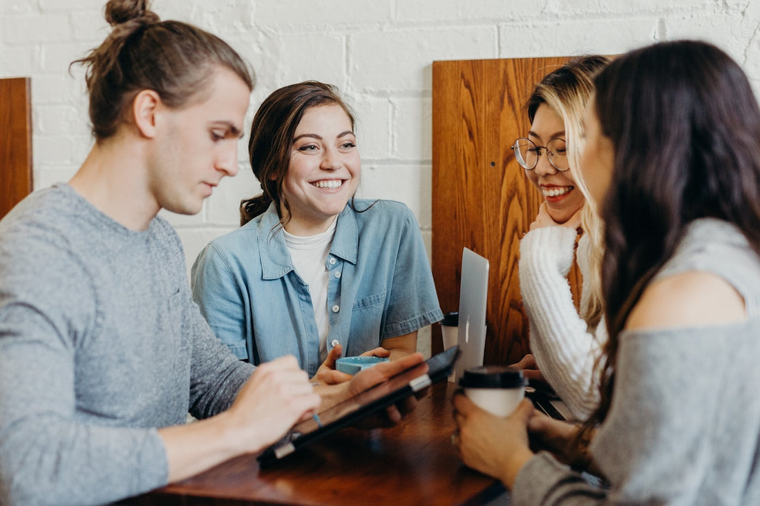 A team working together around a table