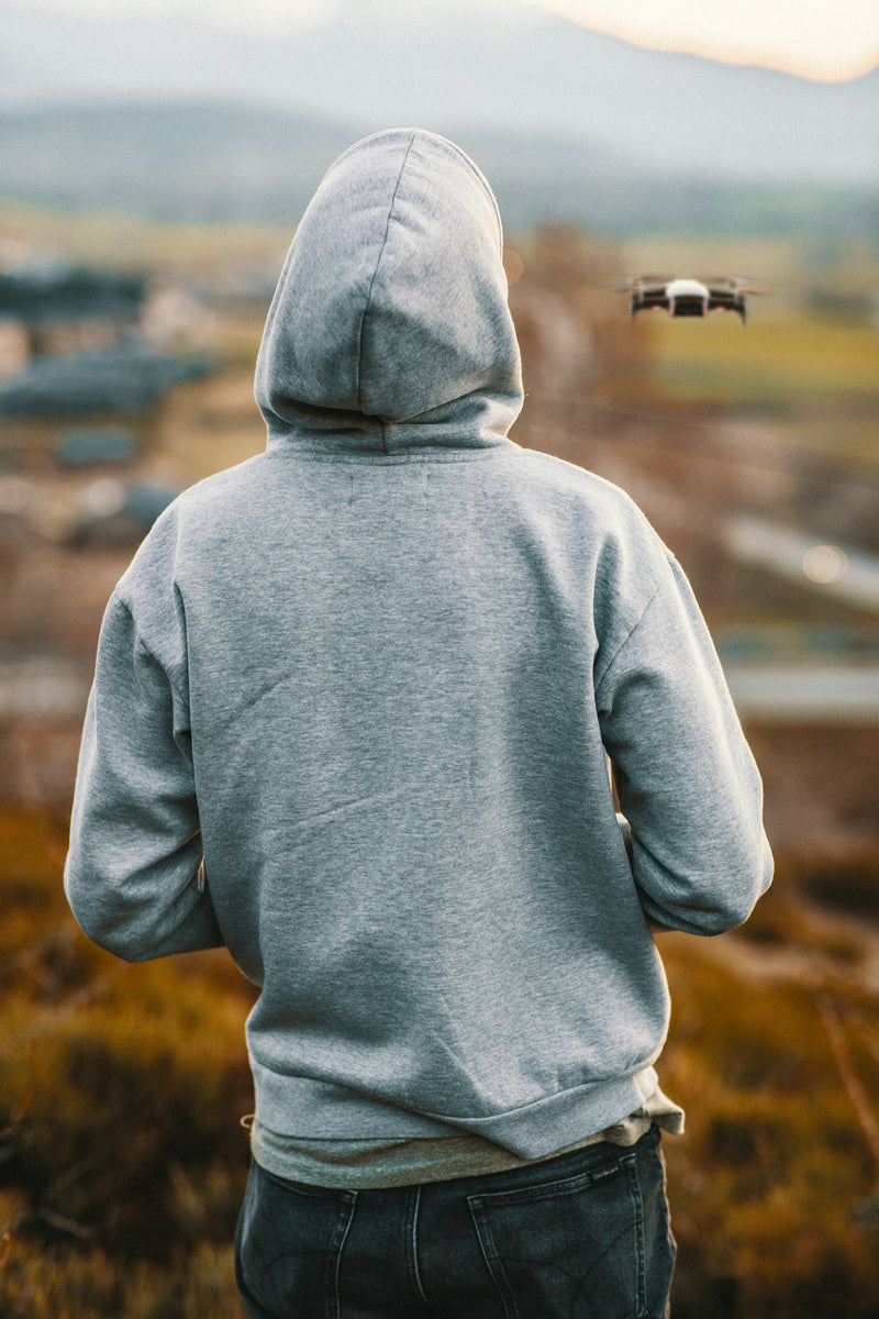 Grey pullover hoodie