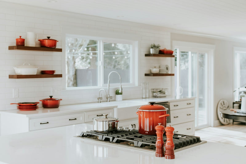 Open kitchen with shelving