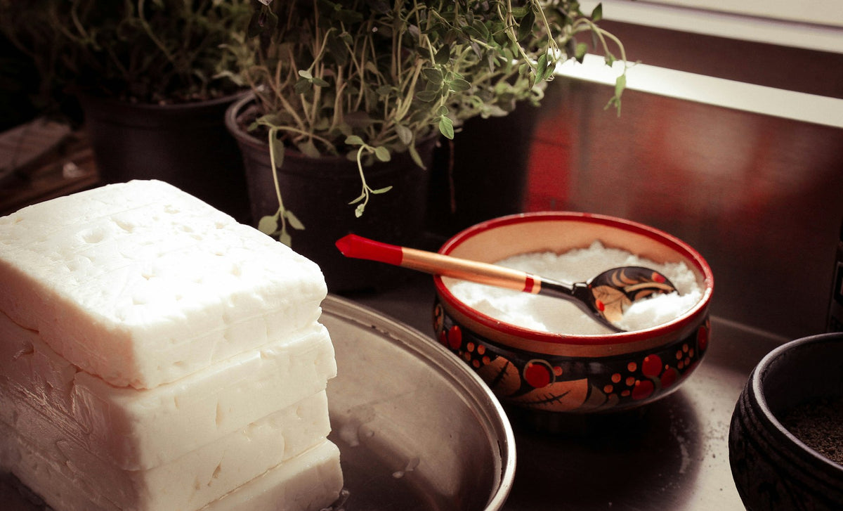 Fresh cheese being made in a dairy
