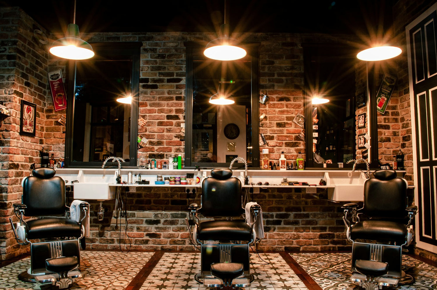 Barber shop interior with chairs