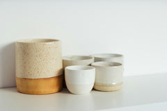 Pair of speckled ceramic cups